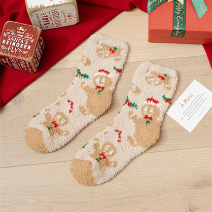 Coral fleece Christmas socks autumn and winter thick tube socks New Year gift socks cartoon Christmas socks cross-border wholesale