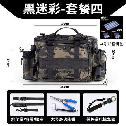 [Send bait box] fishing gear Luya special storage bag waist bag crossbody shoulder waterproof bag large capacity fishing rod bag