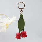 Red [tulip flowers/embossed leaves] keychain bag charm