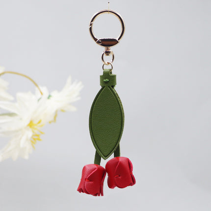 Little red book with tulip keychain cute personality car key bag pendant can be printed logo factory direct sales