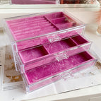 [rose red] 3-layer jewelry box (with plastic inner drawer) / 24*14*10cm