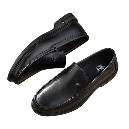 Yubu Men's Casual Leather Shoes Genuine Leather Elegant Men's Shoes Napa Cowhide Slip-on Foot Breathable Stinker-Deodorant Lazy Shoes