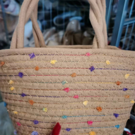 Fashion Woven Bag, Mohair Ball Bag, Colorful Dot Twist Handle Bag, Shoulder Bag, Handbag, Versatile Fashion Bag, Factory Direct Sale