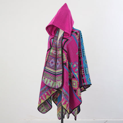 Ethnic Style Men's Hooded Cloak Shawl Women's Thickeneded Warm Xinjiang Xizang Lijiang Travel Photo Outer Cloak