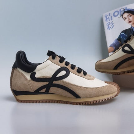 Non-standard retro German training shoes thick-soled sports casual shoes new color matching lace-up argan shoes all-match leather white shoes