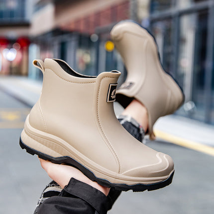 Cross-Border Fashion Rain Boots for Men, Thick-Soled, Wear-Resistant, Comfortable Water Shoes for Outer Wear, Waterproof Fishing Shoes, Non-Slip Kitchen Rubber Shoes for Men