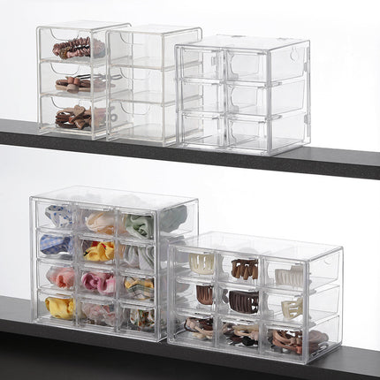 Mirror Cabinet Mini Drawer Box with Pull-Out Transparent Box Jewelry Classification Storage Box Storage Rack Multi-Specification Rice Wood Japanese Style