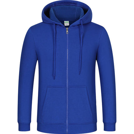 Autumn and Winter Fleece-Lined Zip-Up Hoodie Sweatshirt Unisex Workwear Long-Sleeve Jacket Casual Versatile with Logo Design