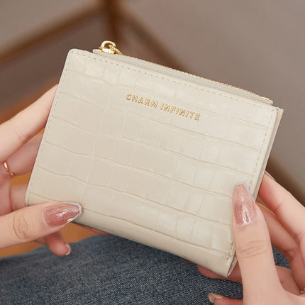 Women's Short Wallet 2024 New Fresh Crocodile Pattern Two-fold Coin Purse Simple Fashion Card Storage Bag