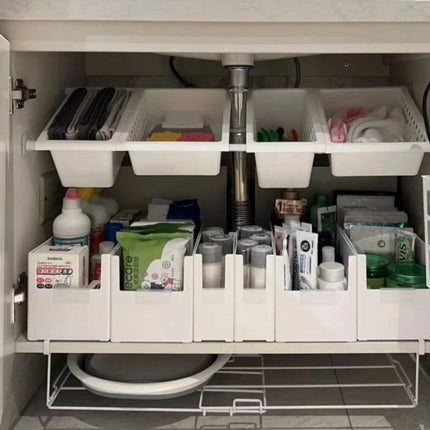 Little Red Riding Book Same Kitchen Sink Storage Rack Punch-free Retractable Cabinet Storage Box Bathroom Corner Rack