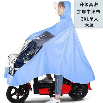 Extra Large and Thickened Electric Vehicle Raincoat Poncho for Adults, with a Visible Window, Storm-Proof, Wholesale Protection