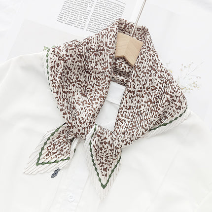 Crumpled Scarf Women's Spring and Summer Elegant Printed Diamond Scarf Korean Style Professional Small Scarf All-match Decorative Thin Scarf