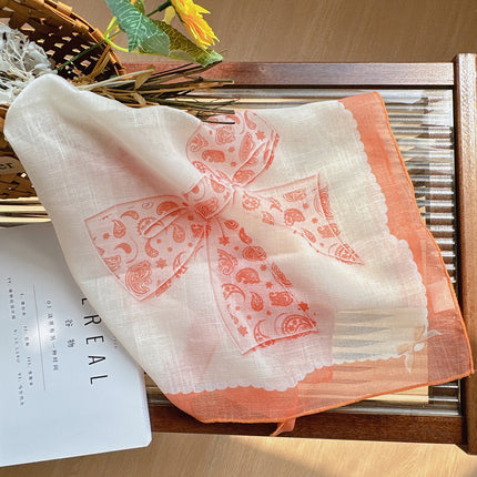 Celebrity style cotton and linen square scarf women's 58cm lightweight breathable small scarf Beautiful atmosphere photography accessories headscarf