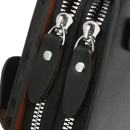 Cross-border Men's Long Business Wallet Portable Clutch Bag PU Large Capacity Double Zipper Clutch Bag Multi-card Clamp Bag