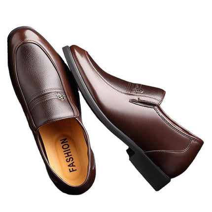 Factory 2023 spring men's leather shoes business formal wear increased men's shoes casual pointed wedding shoes a generation of hair