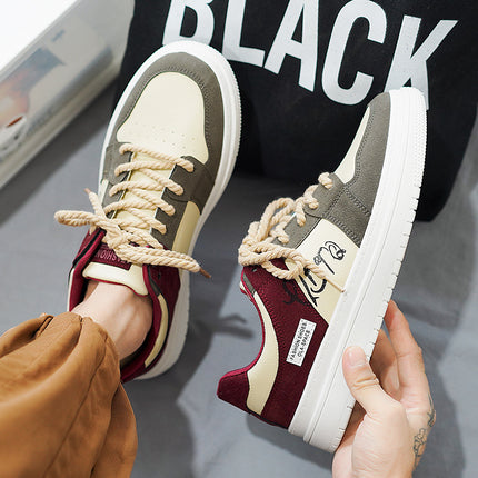 Canvas Shoes Men's Summer Casual Trendy Shoes Burgundy Sneakers American Trendy Brand Niche Design High-End Spring and Summer