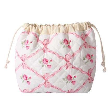 Cross-Border Makeup Brush Quilted Cosmetic Bag Large Capacity Tote Cosmetic Bag Fashionable Simple Korean Style Floral Storage Bag