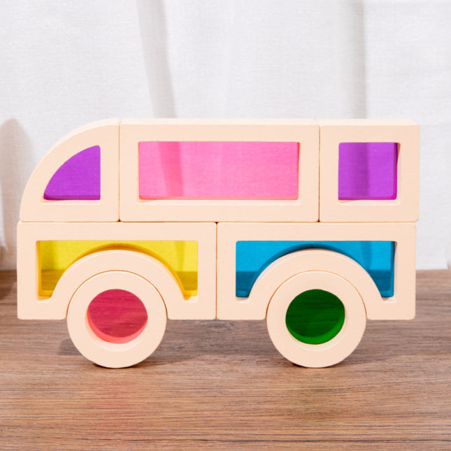 Children's 2025 New Toys Kindergarten Acrylic Building Blocks Wooden Rainbow Kaleidoscope Montessori Building Blocks Small Gifts