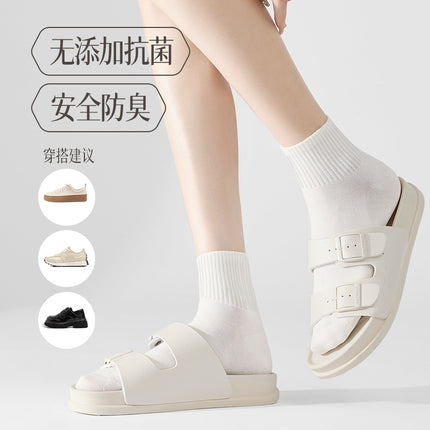 [New] 100 cotton socks for children in autumn cotton antibacterial deodorant small white boneless ladies socks