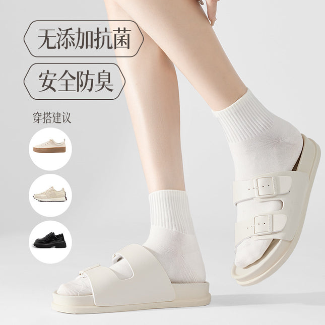 [New] 100 cotton socks for children in autumn cotton antibacterial deodorant small white boneless ladies socks