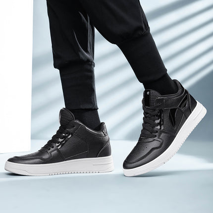 Invisible Inner Height Increasing New Style Board Shoes Men's Fashion Inner Height Increasing 6 Men's Shoes Cowhide Trendy Casual Shoes Student Height Increasing Board