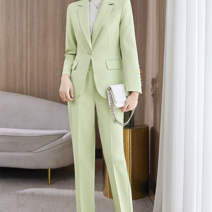 light blue Suit suit Women's 2023 New Autumn and Winter Thickened Business Wear Commuting Elegant Fashionable Age-reducing Two-piece Set