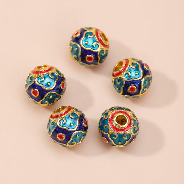 Cloisonné Oil-Dropping Cut Out Auspicious Cloud Lotus Bead Accessories Oil-Dropping Copper DIY Handmade Bracelet Necklace Jewelry Accessories