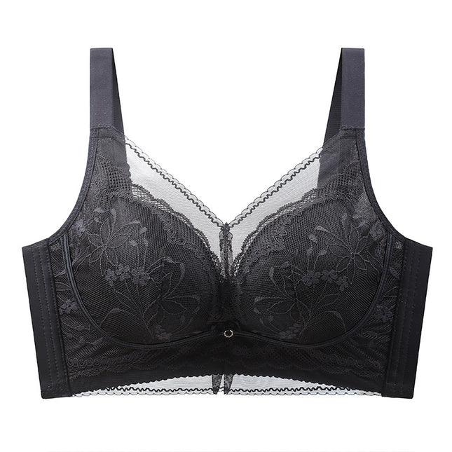 New Style Underwear Women's Lace No Steel Ring Small Chest Large Thickened Bra Push-up Adjustable Sexy Bra