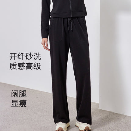 Spring Women's Lazy Casual suit Women's Two-Piece Slimming Top Hoodie Sweatshirt Sportswear suit Wide Leg Pants