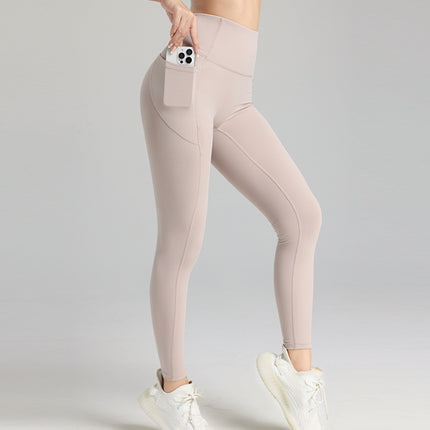 Pocket Quick-drying Breathable Sports Abdominal Fitness Pants Super High Waist Peach Hip-lifting Sports Quick-drying Tights Autumn