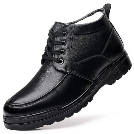 Cotton Shoes Men's Winter fleece-lined Warm Men's Cotton Shoes High-top Leather Wool Snow Boots Middle-aged and Old Dad Elder Shoes