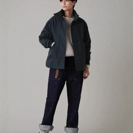 Women's Foreign Trade MH Collar Xizang Blue Army Green Single-breasted Tooling Jacket Cotton-padded Jacket Long-sleeved Jacket