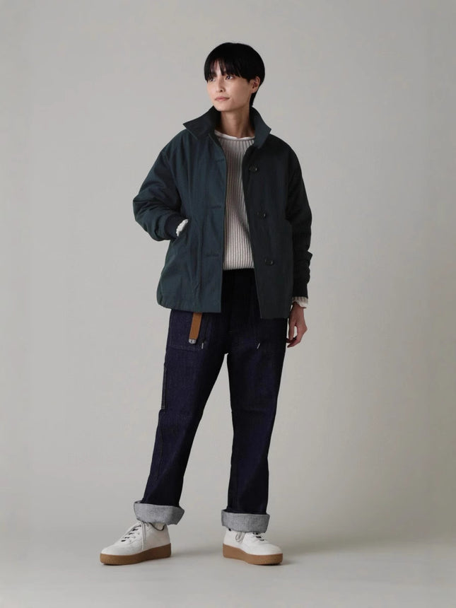Women's Foreign Trade MH Collar Xizang Blue Army Green Single-breasted Tooling Jacket Cotton-padded Jacket Long-sleeved Jacket