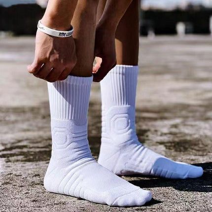 Men's Mid-Calf Long High-Top Basketball Socks with Towel Bottom, Thickened, Large Size, Professional Fitness Training Sports Socks
