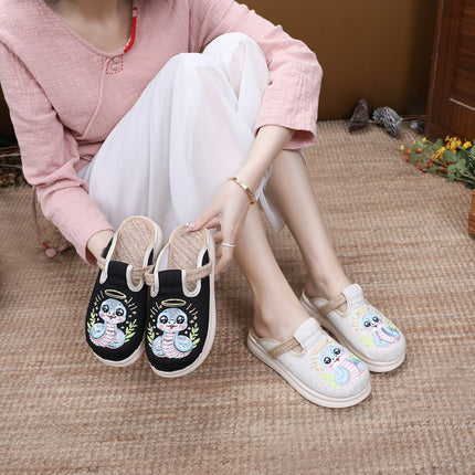 New Arrival Pastoral Style Linen New Chinese Style Deodorant Feet Home Outfit Cloth Shoes Slip-on Slippers Embroidered Shoes Women's Shoes