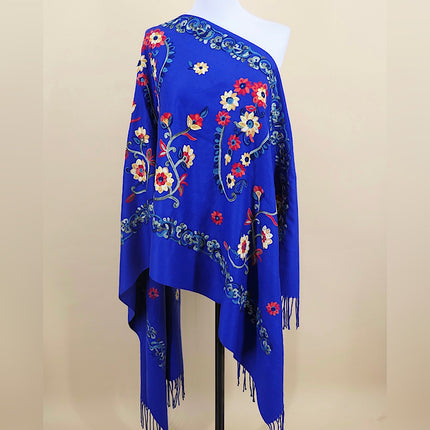 Ethnic Style Border Cashew Embroider Flower 300g Scarf Imitation Cashmere Gift Shawl Travel Cloak Warm Shawl