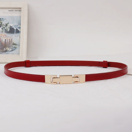 Women's Thin Black Leather Belt, Simple Versatile Waist-Cinching Decorative Belt for Dresses, Pants, and Coats, New Style