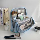 Upgraded stand-up cosmetic bag-blue / Logo random