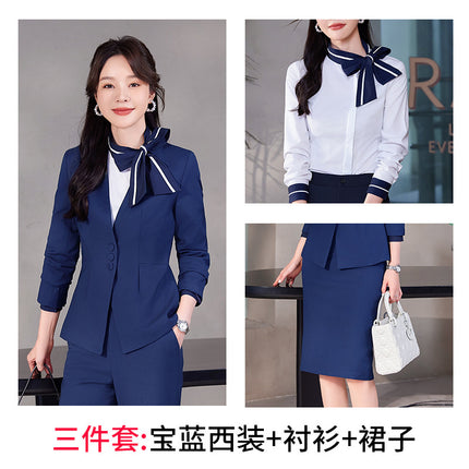 Stewardess Uniform Professional suit Female Spring and Autumn Fashion Front Desk Beautician Work Clothes Female Professional Temperament Suit Dress