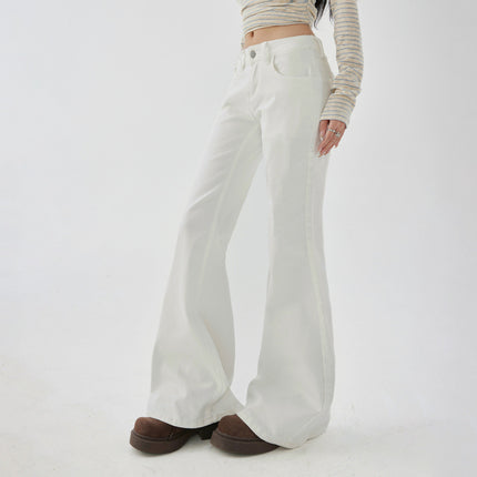 Yc&2-Color American Retro Low-Waist Sexy Flared Pants for Autumn and Winter Micro-Elastic Versatile Slimming Look Jeans for Women