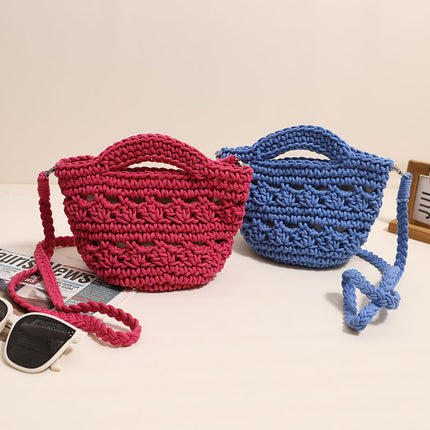 Cute Crossbody Cotton Woven Bag New Mobile Phone Bag Hollow Hand Straw Woven Bag Holiday Beach Bag All-match Women's Bag