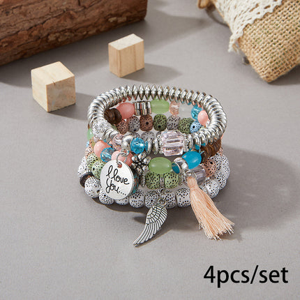 European and American Cross-Border Hot-Selling New Bohemian Bracelets Creative Tassel Multi-Layer Beaded Bracelets Fashion Jewelry