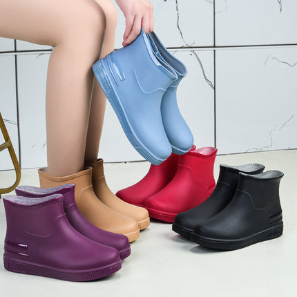 Fashion Rain Boots, Water Shoes for Women, Adult Warm Water Slip Plus Velvet Kitchen Short Rubber Shoes, Rain Boots, Overshoes, Water Boots Wholesale