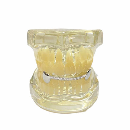 Europe and the United States best selling hip-hop tiger teeth with zirconium decorative braces TeethGrillz real gold plating braces factory direct sales