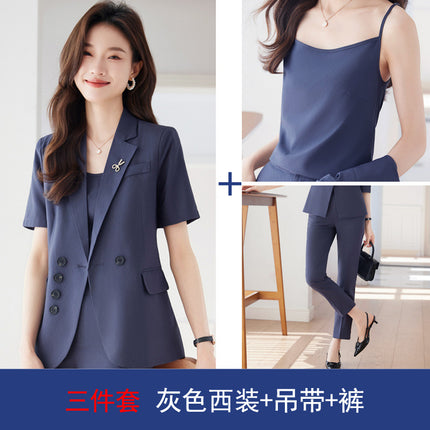 Professional Suit suit Women's Dress Temperament Slim Summer OL Commuter Tooling Hotel Front Desk Jewelry Store Work Clothes