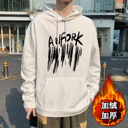 Hooded Sweatshirt for Men, Autumn and Winter 2025, American High Street Style, Loose Fit, Fleece-Lined Jacket, Chinese Style Clothing, Hong Kong Style Casual Wear