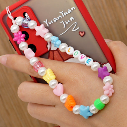Handmade pearl beaded mobile phone chain mobile phone case lanyard pendant wrist pendant diy accessories
