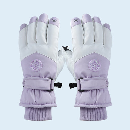 Winter Ski Gloves for Men and Women, Velvet Warm Outdoor Electric Vehicle Riding Waterproof Student Finger Touch Screen Gloves