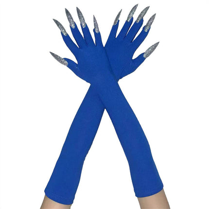 48cm European and American Fashion Halloween Gloves Long Nails Ghost Claw Gloves Long Performance Props Costume Black Red Claw
