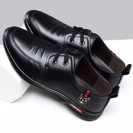 2024 new Joker men's leather shoes soft soft bottom business casual bean shoes work security dad shoes wholesale